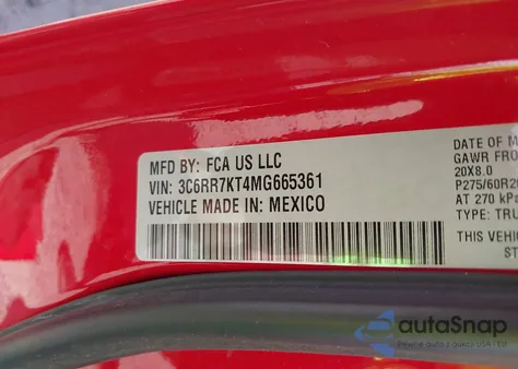 2021 Ram 1500 Classic Tradesman 4X4 5'7 Box z USA, uszkodzony, nr VIN 3C6RR7KT4MG665361